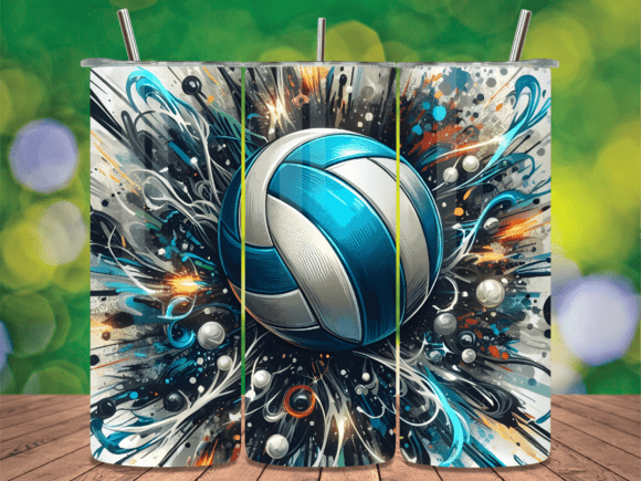 Abstract Blue Splash Volleyball Tumbler Wraps Review