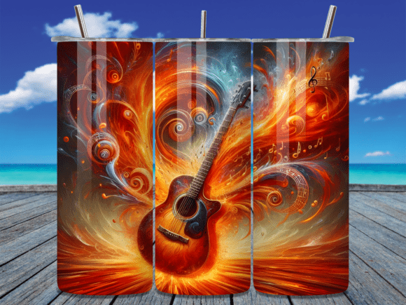 Abstract Fire Guitar Tumbler Wraps Review