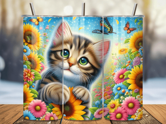 Cute Kitten Sunflower Garden Tumbler Wraps Review