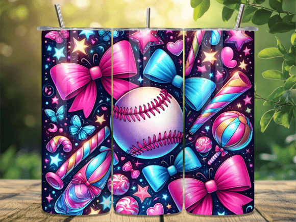 Cute Pink Bow Baseball Tumbler Wrap PNG Review
