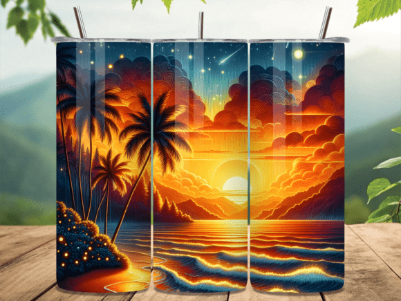 Night Beach Tropical Sunset Tumbler Wraps Review