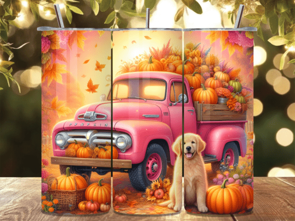 Pink Pumpkin Truck Dog Tumbler Wraps Review