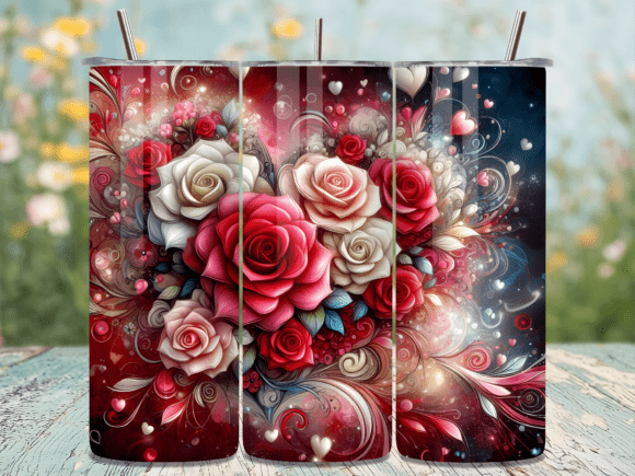 Pink White Rose Boho Valentine Tumbler Wraps Review