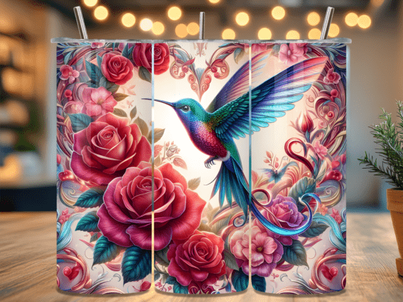 Rose Pink Hummingbird Tumbler Wrap PNG Review