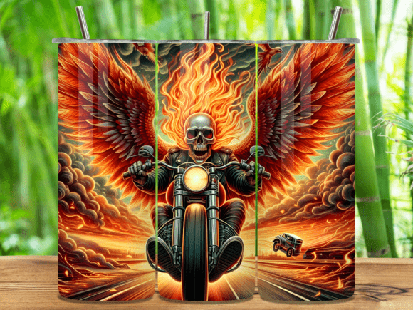Skeleton Rider Flame Wing Tumbler Wrap Review
