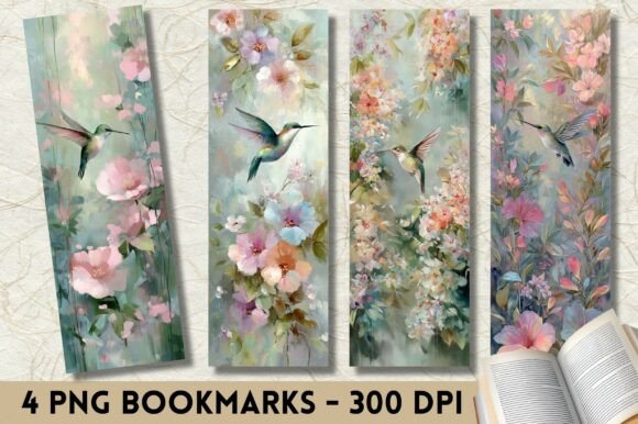 Soft Pastel Spring Floral Bird Bookmark Print Templates