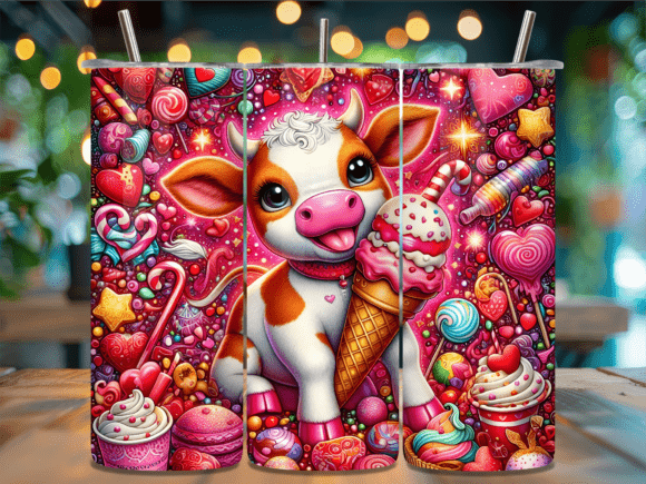 Sweet Ice Cream Cow Valentine Tumbler Wraps Review