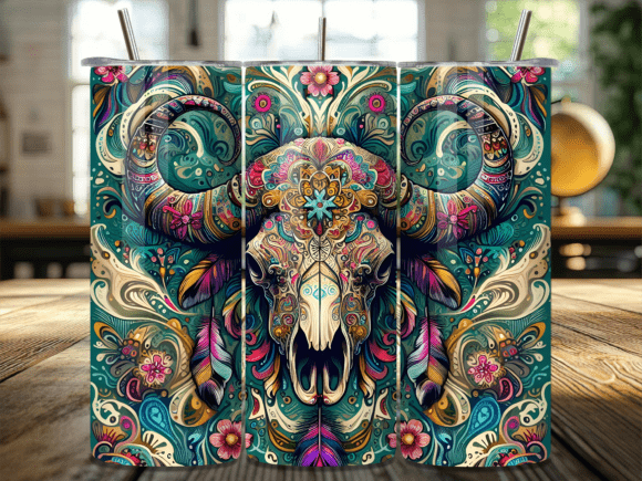 Tribal Floral Bull Skull Tumbler Wraps Review