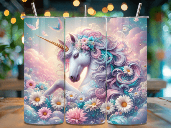 White Peony Daisy Unicorn Tumbler Wrap Review