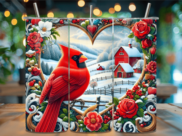 Winter Barn Cardinal Valentine Tumbler Wraps
